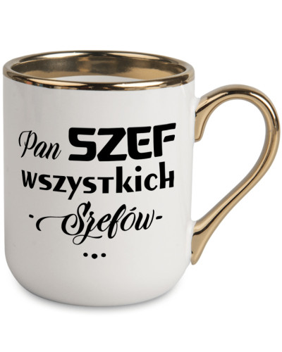 Kubek Elegant ze złotą rączką i rantem – elegancki prezent ślubny