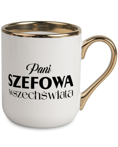 Kubek Elegant ze złotą rączką – elegancki prezent do szefa szefowej