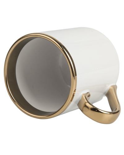 Kubek Elegant z logo – złota rączka 330 ml | kubek reklamowy premium