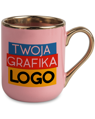 Kubek Elegant z logo – złota rączka 330 ml | kubek reklamowy premium