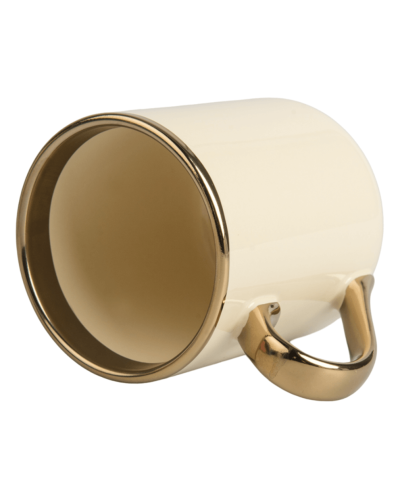 Kubek Elegant z logo – złota rączka 330 ml | kubek reklamowy premium