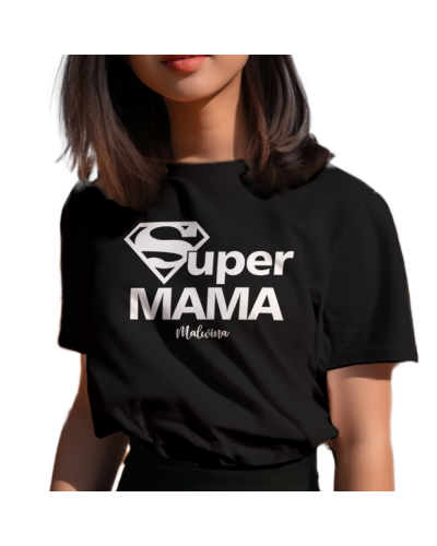 Koszulka damska na prezent dla mamy na Dzień Mamy "Super Mama" + imię