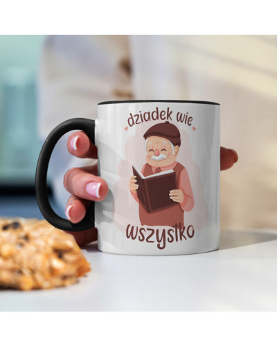 Kubek dla dziadka prezent  na dzień babci "Dziadek wie wszystko" śmieszny kubek upominek