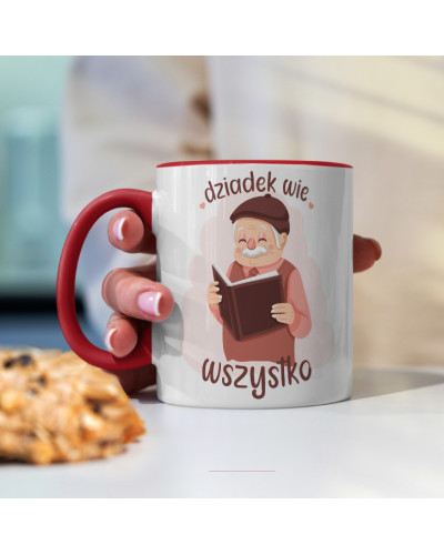 Kubek dla dziadka prezent  na dzień babci "Dziadek wie wszystko" śmieszny kubek upominek