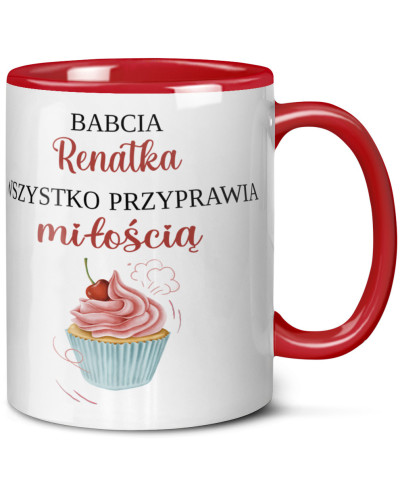 Kubek dla babci prezent  na dzień babci  w kwiaty z i imieniem personalizowany