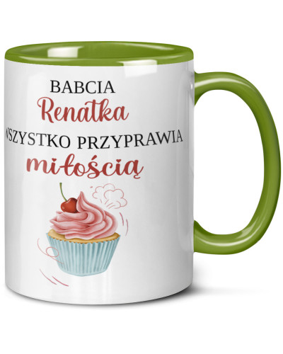 Kubek dla babci prezent  na dzień babci  w kwiaty z i imieniem personalizowany