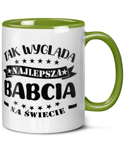 Kubek dla babci prezent  na dzień babci "Tak wygląda najlepsza babcia na świecie" śmieszny kubek upominek