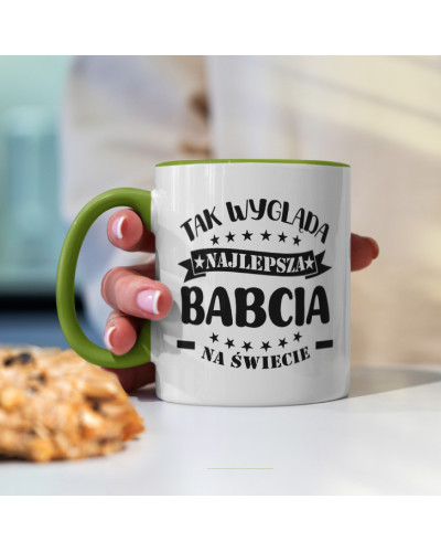 Kubek dla babci prezent  na dzień babci "Tak wygląda najlepsza babcia na świecie" śmieszny kubek upominek