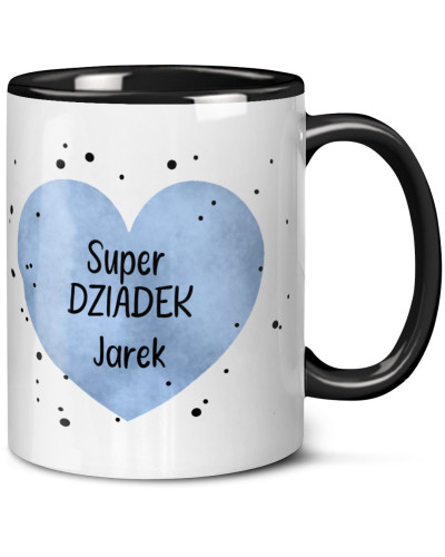 Kubek dla dziadka prezent  na dzień dziadka "Super dziadek + imię" śmieszny kubek upominek