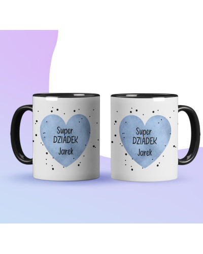 Kubek dla dziadka prezent  na dzień dziadka "Super dziadek + imię" śmieszny kubek upominek