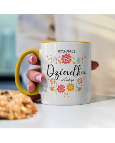 Kubek dla dziadka prezent  na dzień dziadka "Kocham Cię dziadku" + imię np wnuków