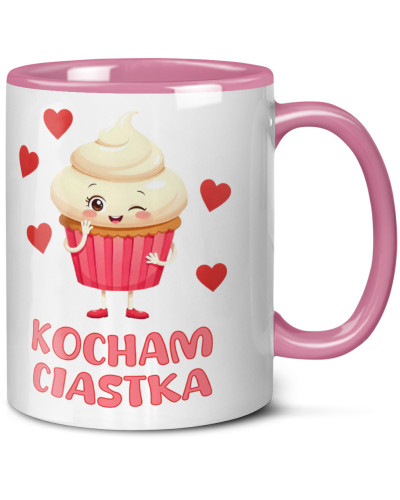 Kubek prezent na walentynki dla dziewczyny żony "Kocham ciastka" babeczka ciastko