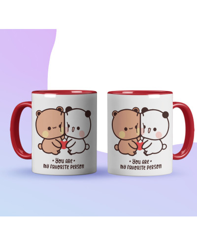 Kubek bubu dudu misie prezent na walentynki  dla dziewczyny dla chłopaka "You are my faworite person"