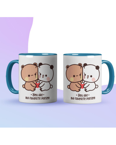 Kubek bubu dudu misie prezent na walentynki  dla dziewczyny dla chłopaka "You are my faworite person"