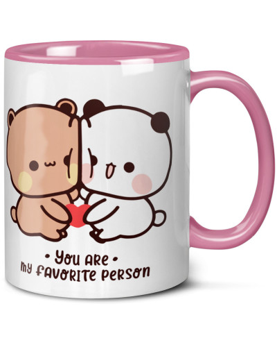 Kubek bubu dudu misie prezent na walentynki  dla dziewczyny dla chłopaka "You are my faworite person"