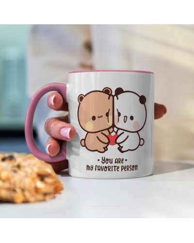Kubek bubu dudu misie prezent na walentynki  dla dziewczyny dla chłopaka "You are my faworite person"