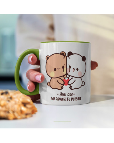 Kubek bubu dudu misie prezent na walentynki  dla dziewczyny dla chłopaka "You are my faworite person"