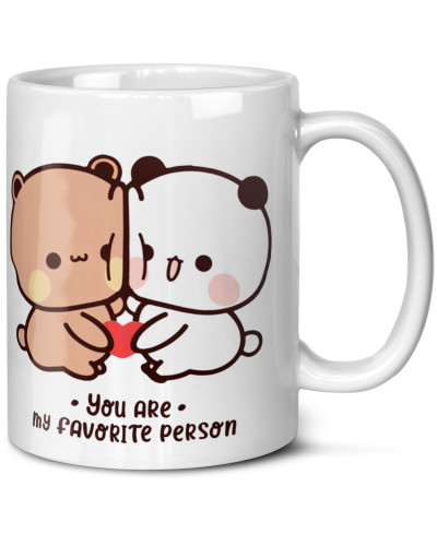 Kubek bubu dudu misie prezent na walentynki  dla dziewczyny dla chłopaka "You are my faworite person"