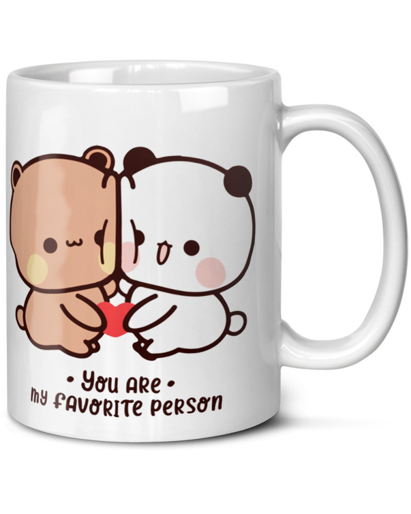 Kubek bubu dudu misie prezent na walentynki  dla dziewczyny dla chłopaka "You are my faworite person"