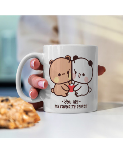 Kubek bubu dudu misie prezent na walentynki  dla dziewczyny dla chłopaka "You are my faworite person"