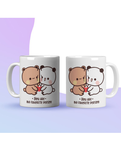 Kubek bubu dudu misie prezent na walentynki  dla dziewczyny dla chłopaka "You are my faworite person"