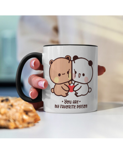 Kubek bubu dudu misie prezent na walentynki  dla dziewczyny dla chłopaka "You are my faworite person"