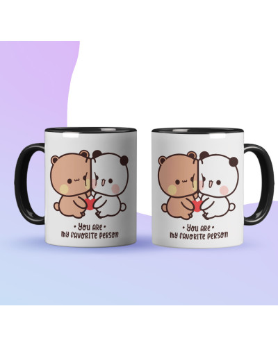 Kubek bubu dudu misie prezent na walentynki  dla dziewczyny dla chłopaka "You are my faworite person"