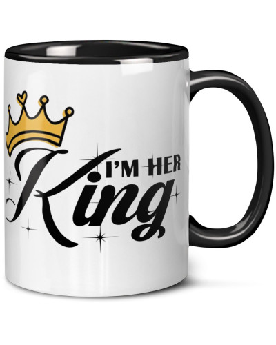 Kubek prezent na walentynki  dla dziewczyny dla chłopaka "IM HER KING" z koroną