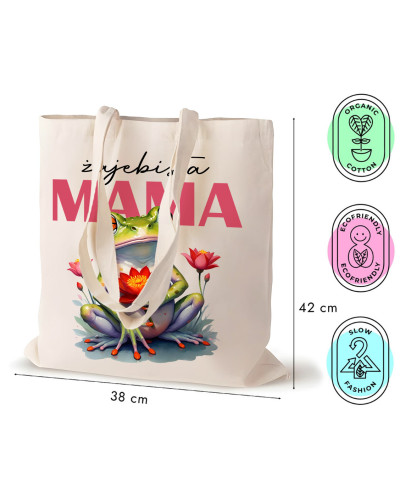 TORBA NA ZAKUPY BAWEŁNIANA PREZENT NA DZIEŃ MAMY ŻAJEBISTA MAMA DUŻA XXL