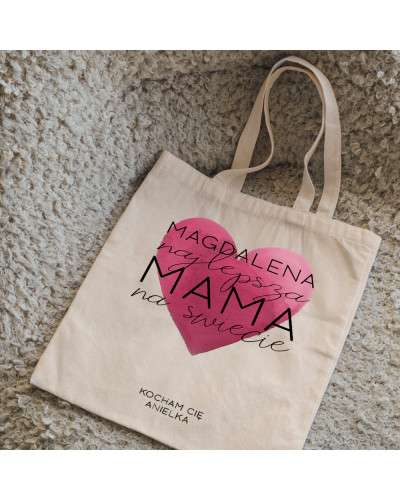 TORBA NA ZAKUPY BAWEŁNIANA PREZENT NA DZIEŃ MAMY URODZINY IMIENINY DUŻA XXL