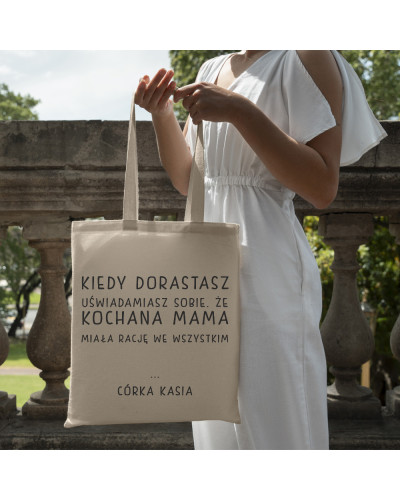 TORBA NA ZAKUPY BAWEŁNIANA PREZENT NA DZIEŃ MAMY URODZINY IMIENINY + IMIE