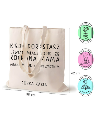 TORBA NA ZAKUPY BAWEŁNIANA PREZENT NA DZIEŃ MAMY URODZINY IMIENINY + IMIE