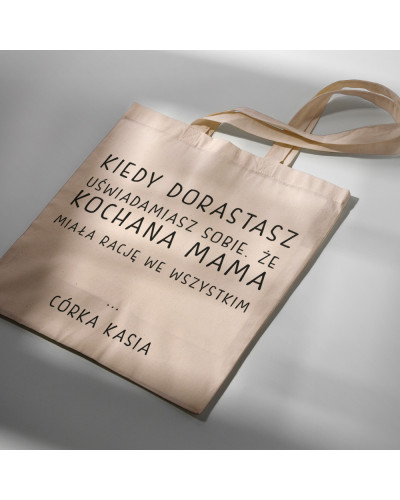 TORBA NA ZAKUPY BAWEŁNIANA PREZENT NA DZIEŃ MAMY URODZINY IMIENINY + IMIE