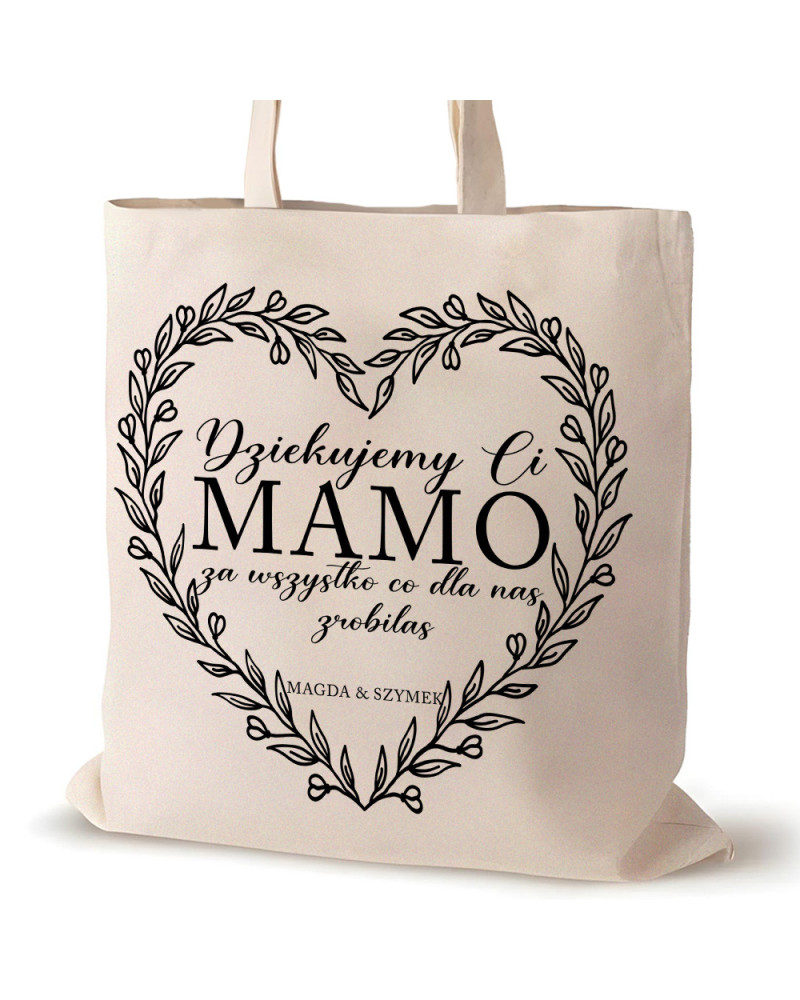 TORBA NA ZAKUPY BAWEŁNIANA PREZENT NA DZIEŃ MAMY DZIĘKUJEMY CI MAMO
