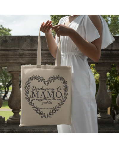 TORBA NA ZAKUPY BAWEŁNIANA PREZENT NA DZIEŃ MAMY DZIĘKUJEMY CI MAMO