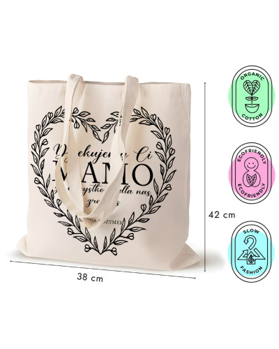 TORBA NA ZAKUPY BAWEŁNIANA PREZENT NA DZIEŃ MAMY DZIĘKUJEMY CI MAMO