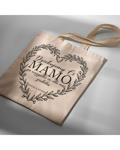 TORBA NA ZAKUPY BAWEŁNIANA PREZENT NA DZIEŃ MAMY DZIĘKUJEMY CI MAMO