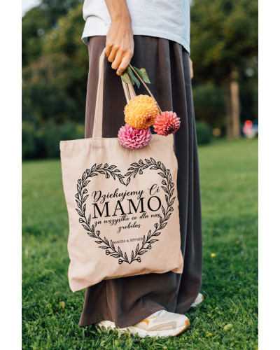 TORBA NA ZAKUPY BAWEŁNIANA PREZENT NA DZIEŃ MAMY DZIĘKUJEMY CI MAMO