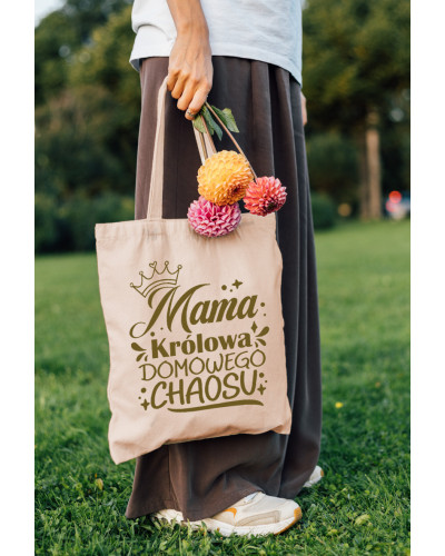 TORBA NA ZAKUPY BAWEŁNIANA PREZENT NA DZIEŃ MAMY MAMA KRÓLOWA CHAOSU
