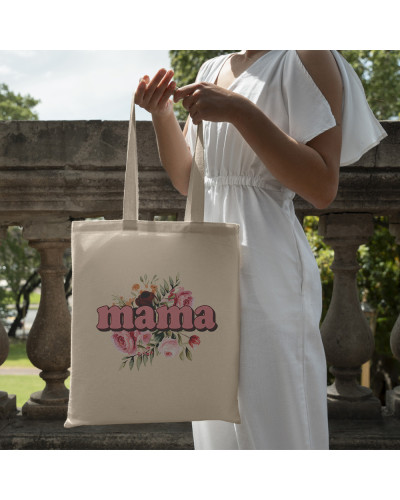 TORBA PREZENT NA DZIEŃ MAMY NA ZAKUPY BAWEŁNIANA MAMA KWIATY