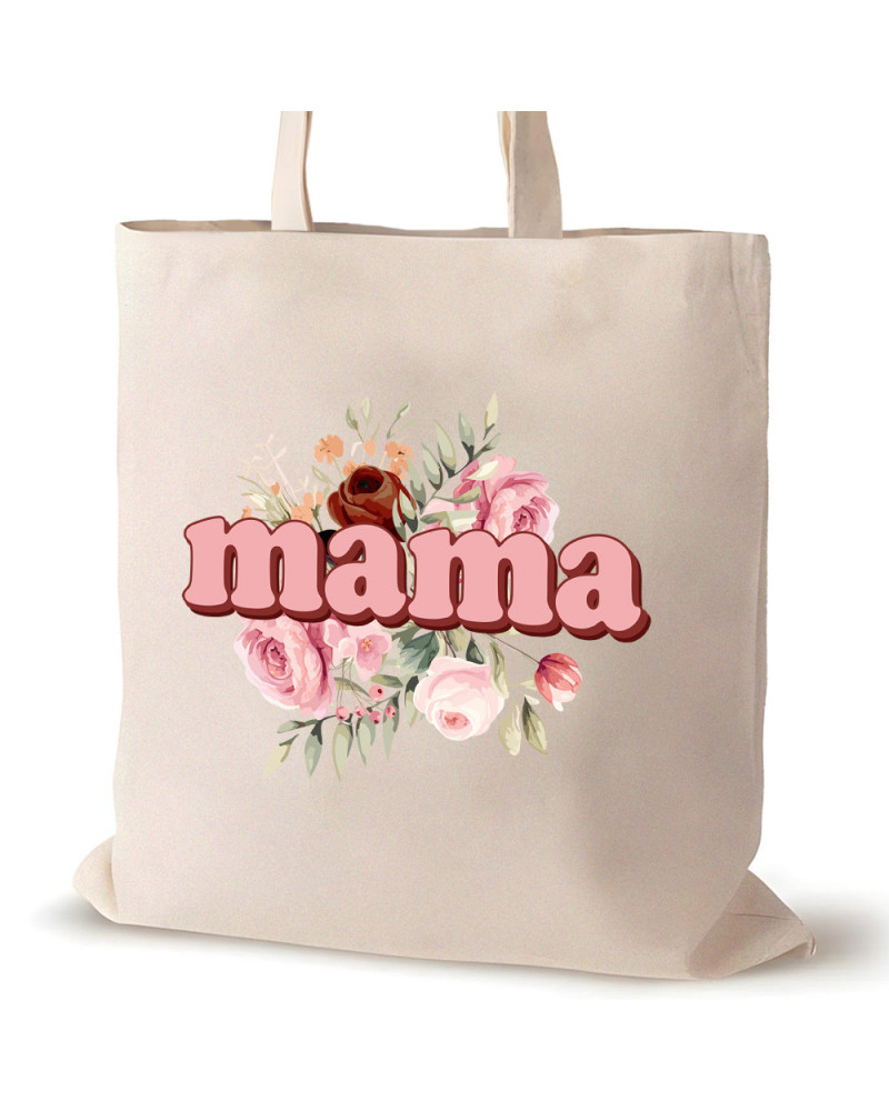 TORBA PREZENT NA DZIEŃ MAMY NA ZAKUPY BAWEŁNIANA MAMA KWIATY