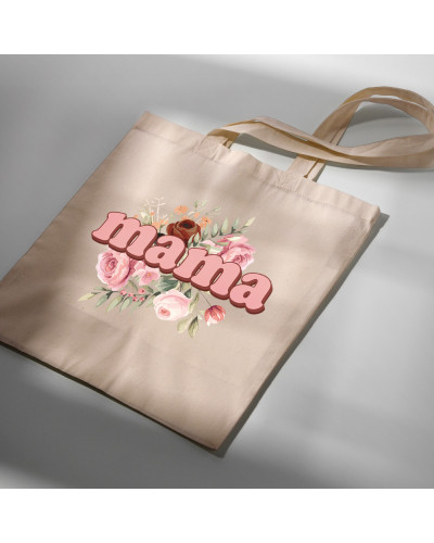 TORBA PREZENT NA DZIEŃ MAMY NA ZAKUPY BAWEŁNIANA MAMA KWIATY