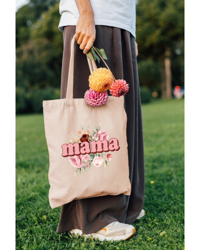 TORBA PREZENT NA DZIEŃ MAMY NA ZAKUPY BAWEŁNIANA MAMA KWIATY