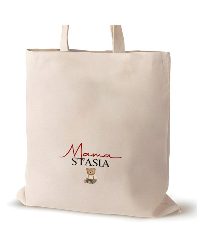 TORBA PREZENT NA DZIEŃ MAMY NA ZAKUPY BAWEŁNIANA MAMA + IMIĘ DZIECKA