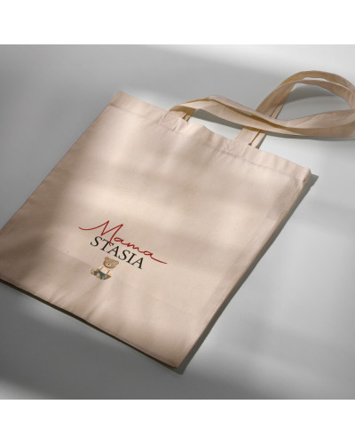 TORBA PREZENT NA DZIEŃ MAMY NA ZAKUPY BAWEŁNIANA MAMA + IMIĘ DZIECKA