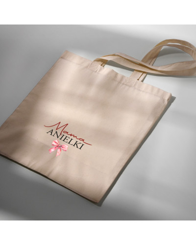 TORBA PREZENT NA DZIEŃ MAMY NA ZAKUPY BAWEŁNIANA MAMA + IMIĘ DZIECKA DZIEWCZYNKI