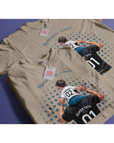 Koszulka dla taty na dzień ojca  IMIĘ TATY + IMIĘ DZIECKA I NUMER NA KOSZULCE