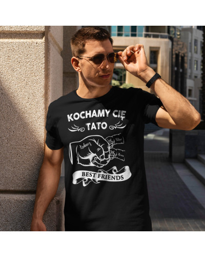 Koszulka dla taty na dzień ojca Tata ręka i ręce dzieci + IMIONA