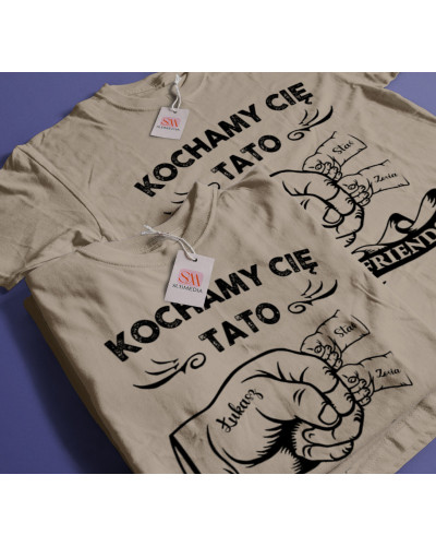 Koszulka dla taty na dzień ojca Tata ręka i ręce dzieci + IMIONA