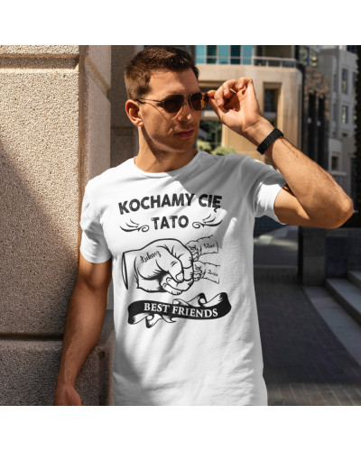 Koszulka dla taty na dzień ojca Tata ręka i ręce dzieci + IMIONA